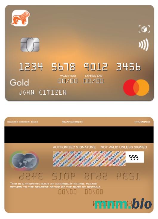 Georgia Bank of Georgia złoto przykład karty mastercard w formacie PSD